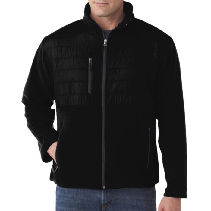 UltraClub Men's Fleece Jacket with Quilted Yoke Overlay Thumbnail