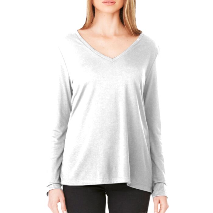 +CANVAS Ladies' Flowy Long-Sleeve V-Neck Thumbnail
